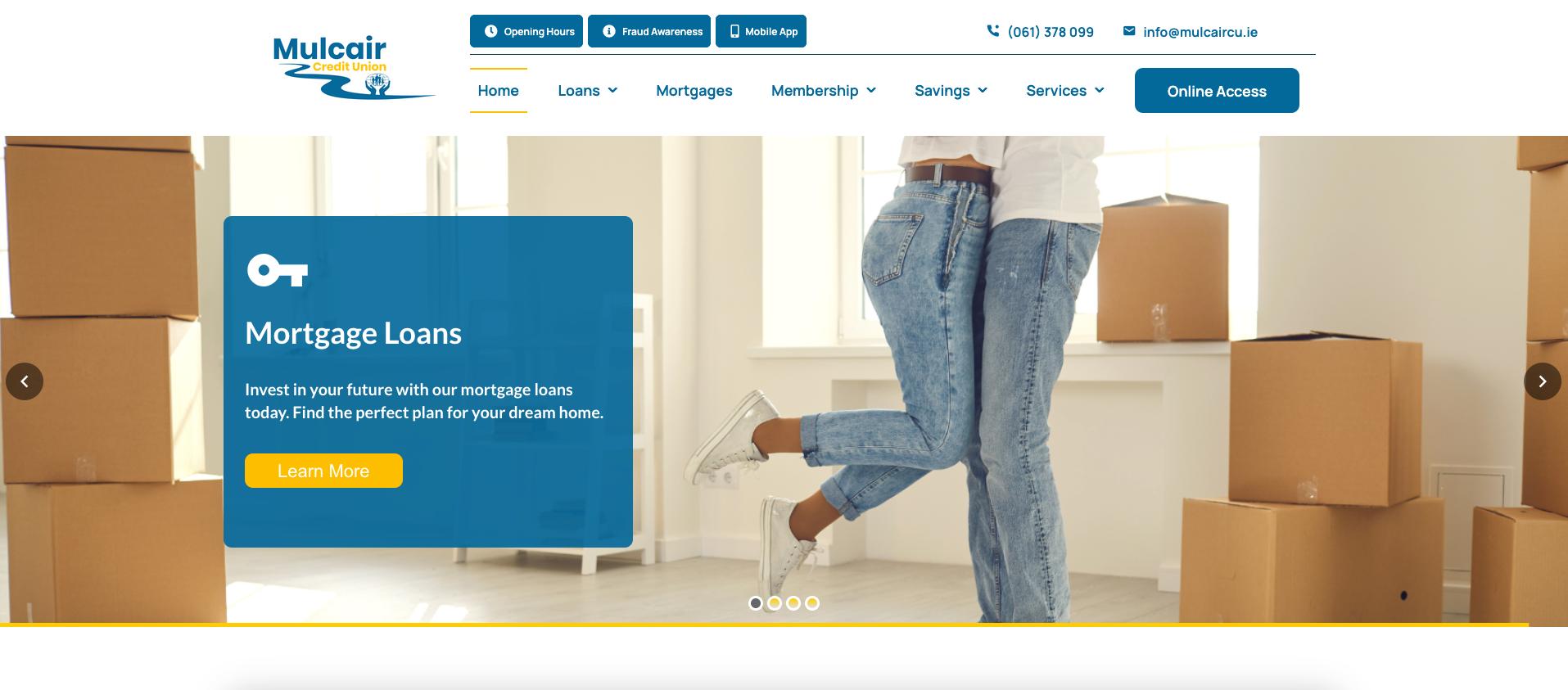 Mulcair Credit Union homepage preview