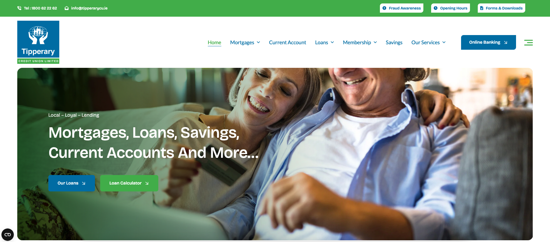 Tipperary Credit Union homepage preview